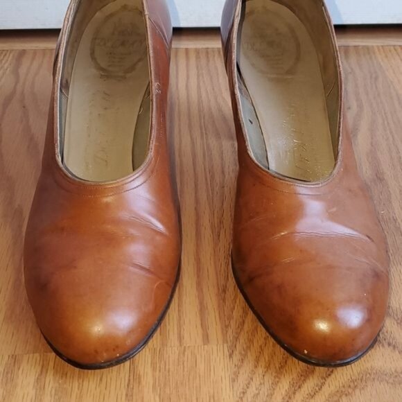 Vintage Delman Leather Heels Shoes Pumps Brown Women's WOMAN'S Size 9½ AA - Picture 4 of 13